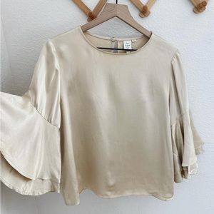Anthropologie golden silky top